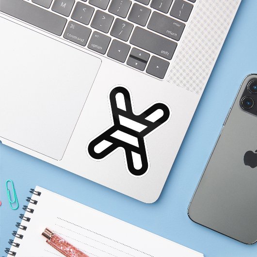 Grappige Letter X Monogram Sticker (Laptop met iPhone)