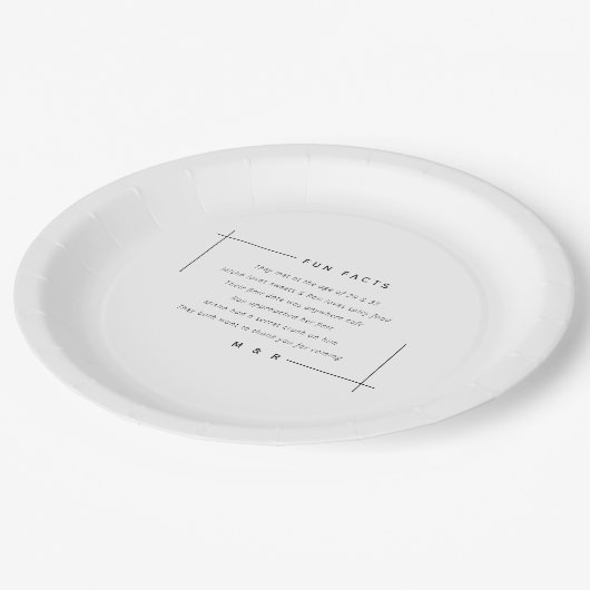 Grappige, leuke feiten minimalistische bruiloft papieren bordje (Gekanteld)