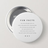 Grappige, leuke feiten minimalistische bruiloft ronde button 7,6 cm (Voorkant /achterkant)