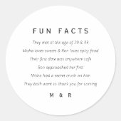 Grappige, leuke feiten minimalistische bruiloft ronde sticker (Voorkant)