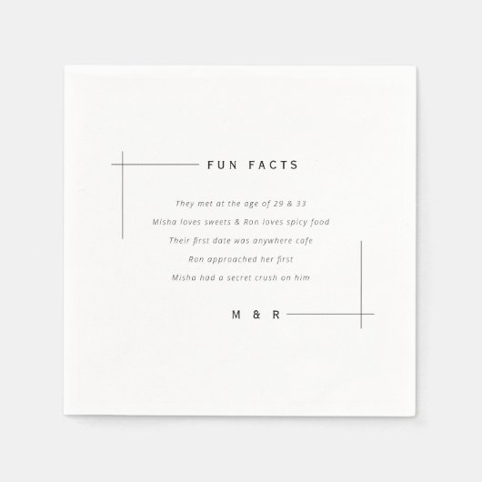Grappige, leuke feiten minimalistische bruiloft servet (Voorkant)