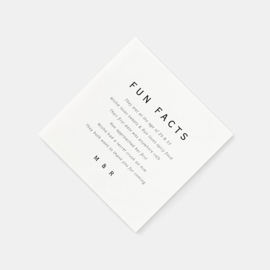 Grappige, leuke feiten minimalistische bruiloft servet (Hoek)