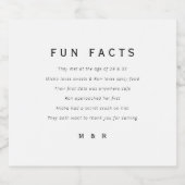 Grappige, leuke feiten minimalistische bruiloft sparkling wijnetiket (Enkel label)