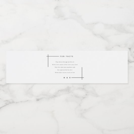 Grappige, leuke feiten minimalistische bruiloft waterfles etiket (Enkel label)