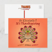 Grappige & leuke goggly eyed Thanksgiving Turkije Feestdagenkaart (Voorkant / Achterkant)