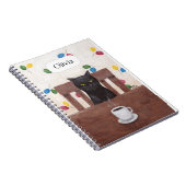 Grappige Leuke Grumpy Black Cat Koffie Aangepaste Notitieboek (Rechterzijde)