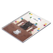 Grappige Leuke Grumpy Black Cat Koffie Aangepaste Notitieboek (Linkerzijde)