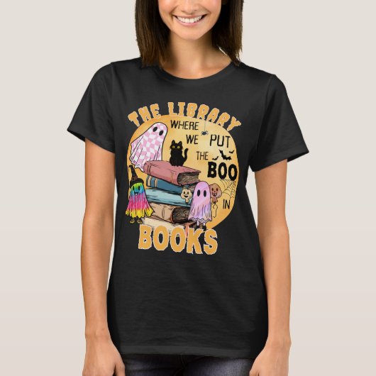 Grappige Leuke Halloween Bibliothecaris met Naam o T-shirt (Voorkant)