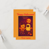 Grappige leuke Halloween kaart voor kinderen 2025 (Voorkant / Achterkant in situ)