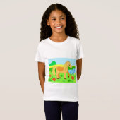 Grappige leuke hors en weide en bloemen t-shirt (Voorkant volledig)