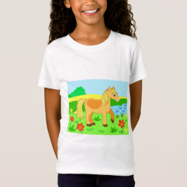 Grappige leuke hors en weide en bloemen t-shirt