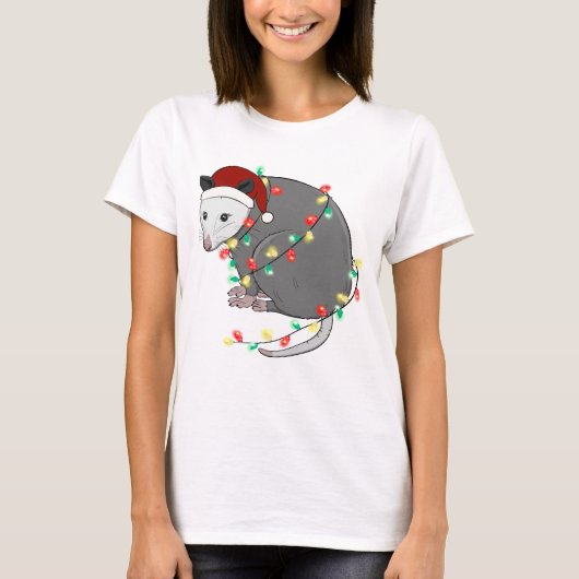 Grappige Leuke Kerst Opossum T-shirt (Voorkant)