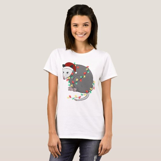 Grappige Leuke Kerst Opossum T-shirt (Voorkant volledig)