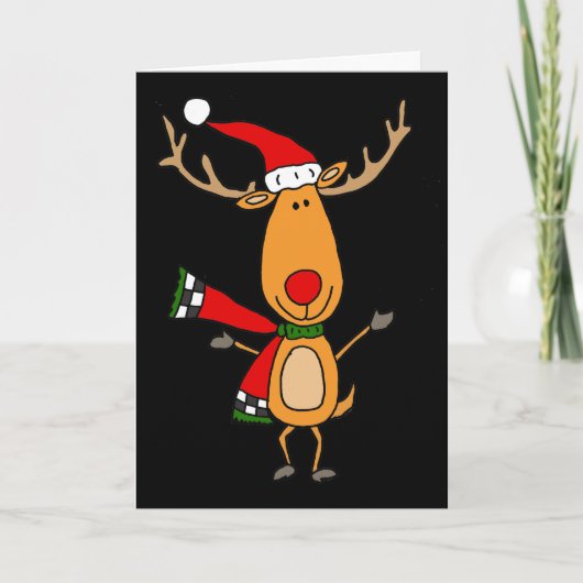 Grappige Leuke Rudolph Red-Nosed Reindeer Feestdagen Kaart (Voorkant)