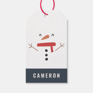 grappige, leuke sneeuwman op maat van kinderen cadeaulabel