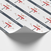 grappige, leuke sneeuwman op maat van kinderen cadeaupapier (Hoek)