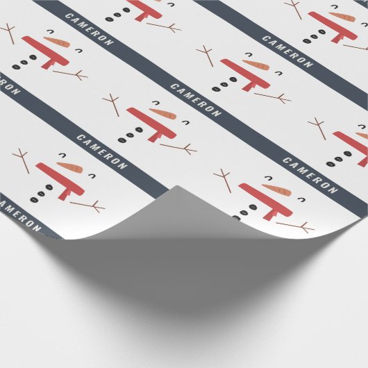 grappige, leuke sneeuwman op maat van kinderen cadeaupapier (Hoek)