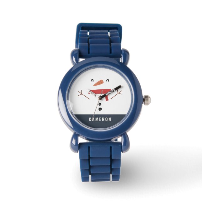 grappige, leuke sneeuwman op maat van kinderen horloge (Voorkant)