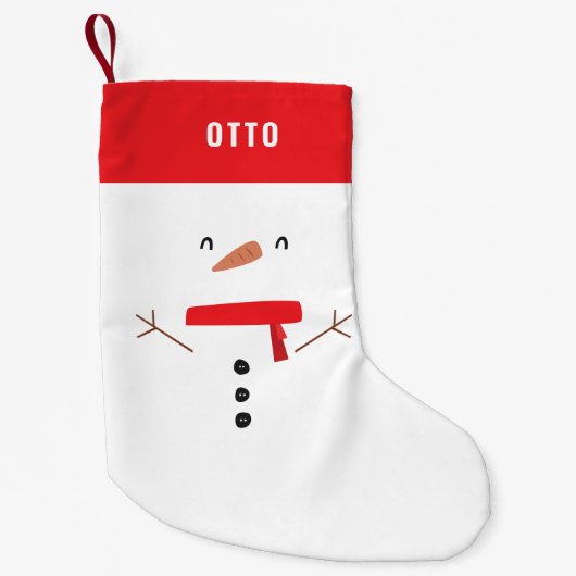 grappige, leuke sneeuwman op maat van kinderen kleine kerstsok (Voorkant)