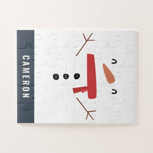 grappige, leuke sneeuwman op maat van kinderen legpuzzel (Horizontaal)