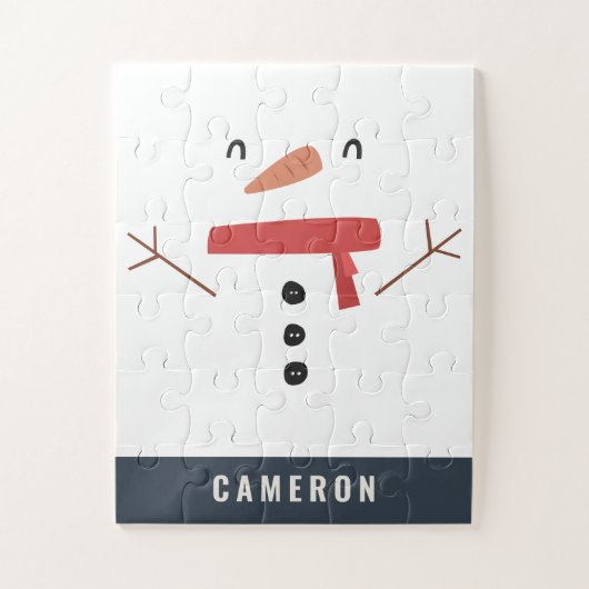 grappige, leuke sneeuwman op maat van kinderen legpuzzel (Verticaal)