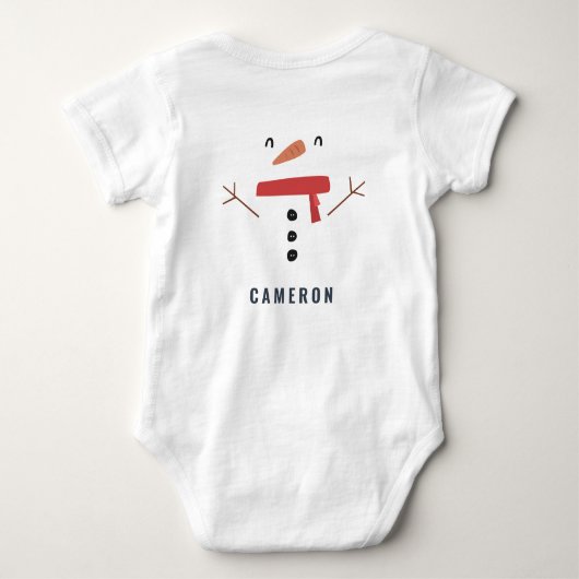 grappige, leuke sneeuwman op maat van kinderen romper (Achterkant)
