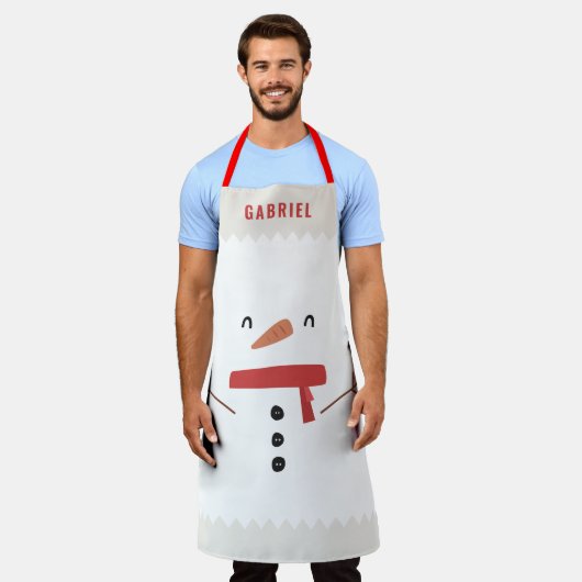 grappige, leuke sneeuwman op maat van kinderen schort (Gedragen)