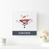 grappige, leuke sneeuwman op maat van kinderen vierkante klok (Huis)