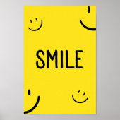 Grappige levendige gele minimalistische glimlach m poster (Voorkant)