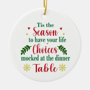 Grappige levenskeuzes bespot kerstversiering keramisch ornament