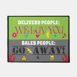 Grappige levering mensen we leven je verkoop gaan  deurmat