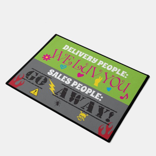 Grappige levering mensen we leven je verkoop gaan  deurmat (Schuin)