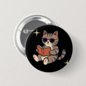 Grappige Lezende Kat Ronde Button 5,7 Cm (Voorkant /achterkant)