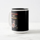 Grappige lezende kat tweekleurige koffiemok (Voorkant links)