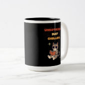 Grappige lezende kat tweekleurige koffiemok (Voorkant rechts)