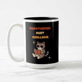 Grappige lezende kat tweekleurige koffiemok
