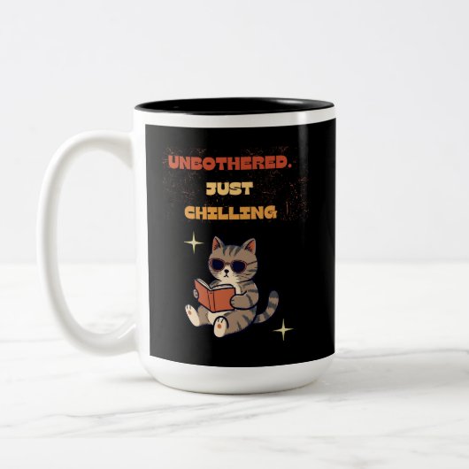 Grappige lezende kat tweekleurige koffiemok (Links)