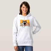 Grappige Lezende Katten Illustratie Hoodie (Voorkant volledig)
