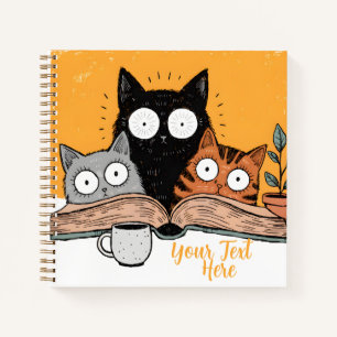 Grappige Lezende Katten Illustratie Notitieboek