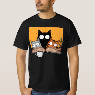 Grappige Lezende Katten Illustratie T-shirt