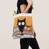 Grappige Lezende Katten Illustratie Tote Bag (Dichtbij)