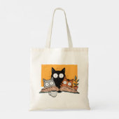 Grappige Lezende Katten Illustratie Tote Bag (Achterkant)