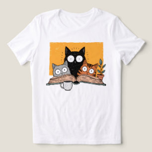 Grappige Lezende Katten Illustratie Tri-Blend Shirt