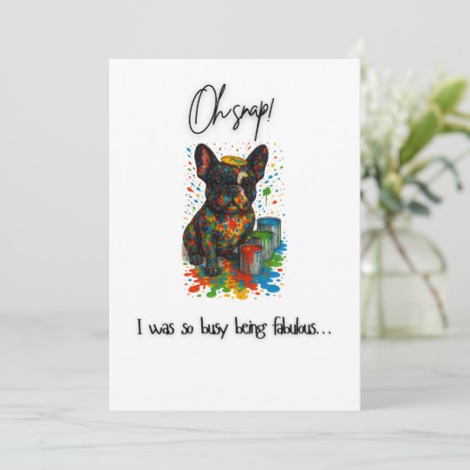 Grappige LGBT Franse Bulldog Verjaardag Kaart – Pr (Staand voorkant)