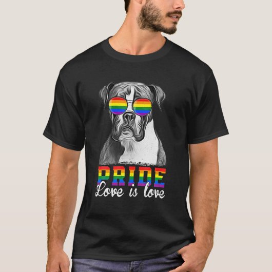 Grappige LGBT Pride Love Is Love Boxer Hond T-shirt (Voorkant)