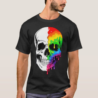 Grappige Lgbt Schedel Regenboog Vlag Gay Ally Trot T-shirt