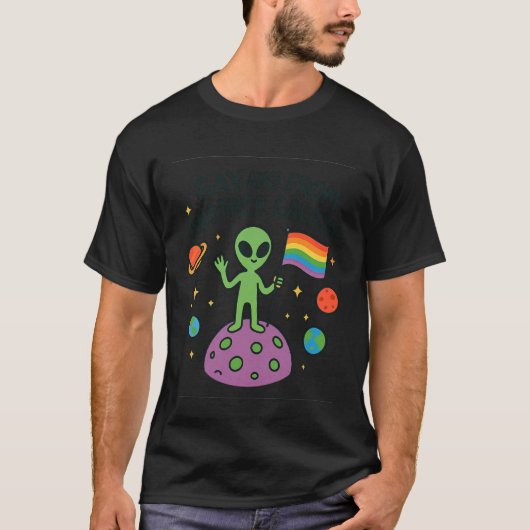 Grappige LGBTQ+ Alien Pride Citaten Outer Space Pl T-shirt (Voorkant)