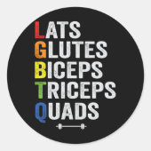 Grappige LGBTQ latten bilspieren biceps triceps qu Ronde Sticker (Voorkant)