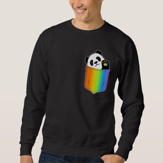 Grappige LGBTQ Panda Pocket Rainbow Paw Gay Pride  Trui (Voorkant)