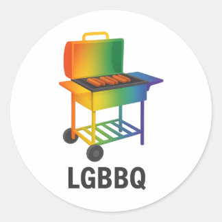 Grappige LGBTQ Pride Maand Rainbow BBQ Graphic Ronde Sticker
